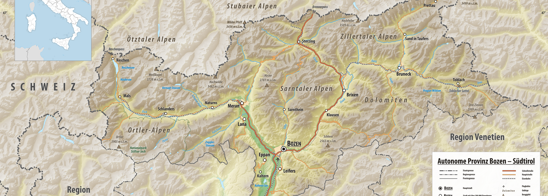 Das ist Südtirol - Reliefkarte